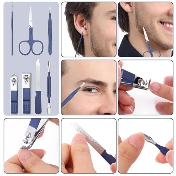 Manicure Set Personal Care Nail Clipper Kit Manicure 8 n 1 Pedicure Pro BLUE new - Picture 3 of 6